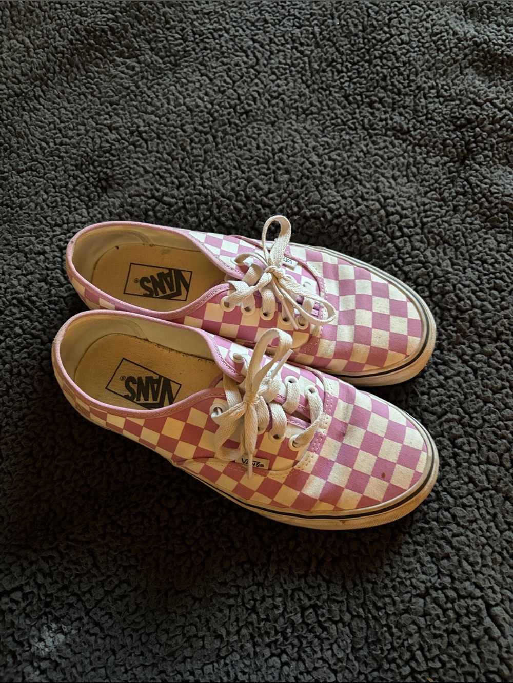 Vans Kids Pink and White Checkerboard Low-Top Sneakers